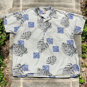 Go Barefoot Hawaiian Casual Big & Tall Polo Shirt Baby Blue Gray Men's 3XL